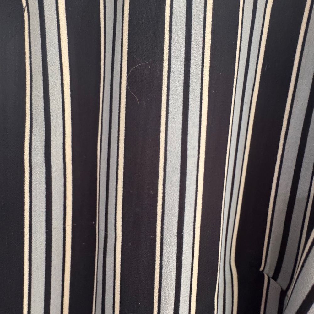LOFT Navy, Pale Blue and White Striped smart Wrap Blouse - Picture 4 of 9